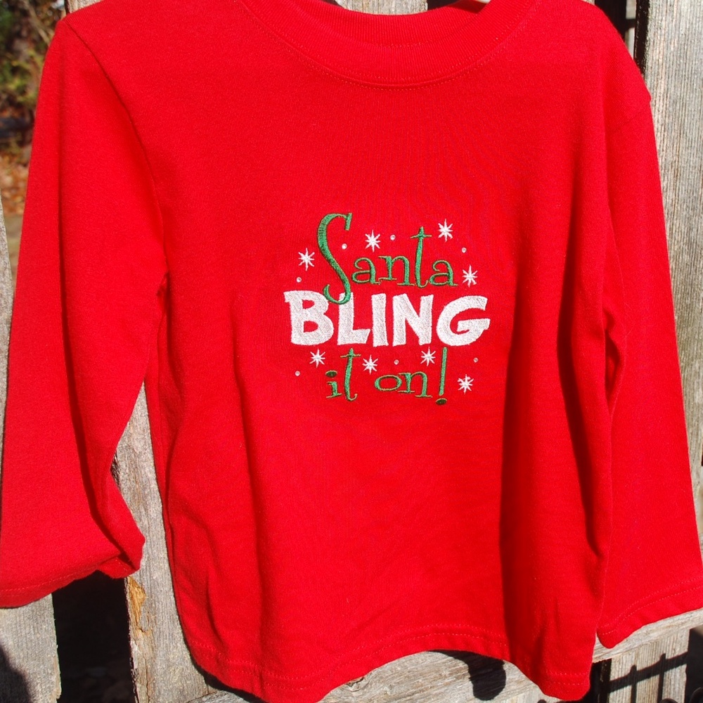 Christmas Red Tee, New, Embroidered, Sz 4T